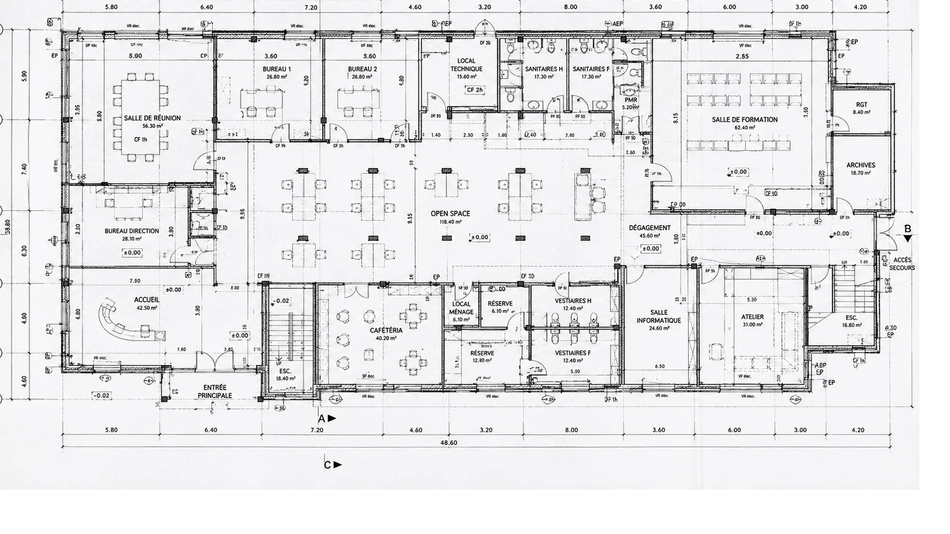 Plan brut d'architecte avant transformation